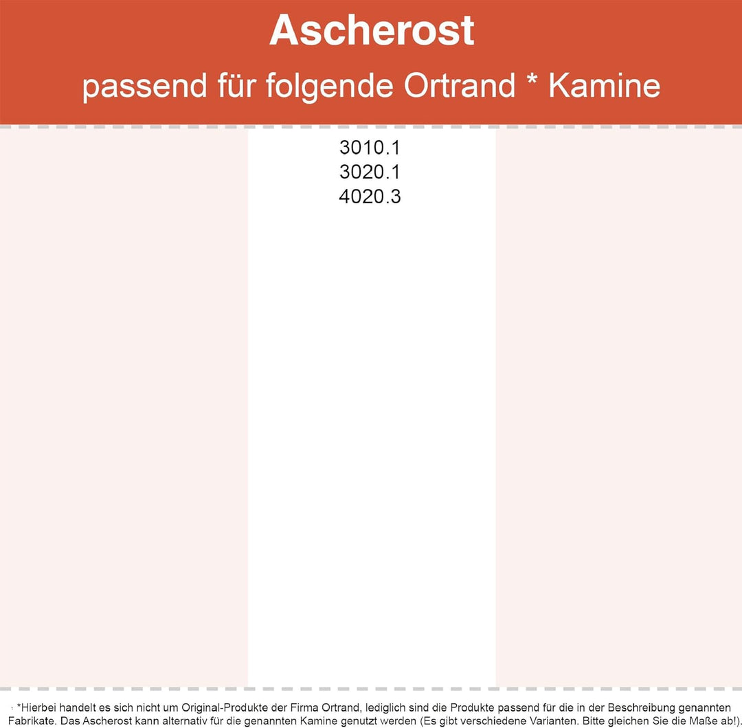 Kaminrost/Ascherost Rund Ø 285 x 15 mm passend für Ortrand** Kaminöfen inkl. Modellübersicht - Asche