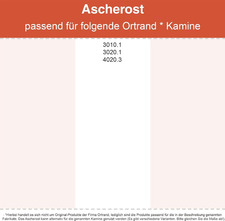 Kaminrost/Ascherost Rund Ø 285 x 15 mm passend für Ortrand** Kaminöfen inkl. Modellübersicht - Asche