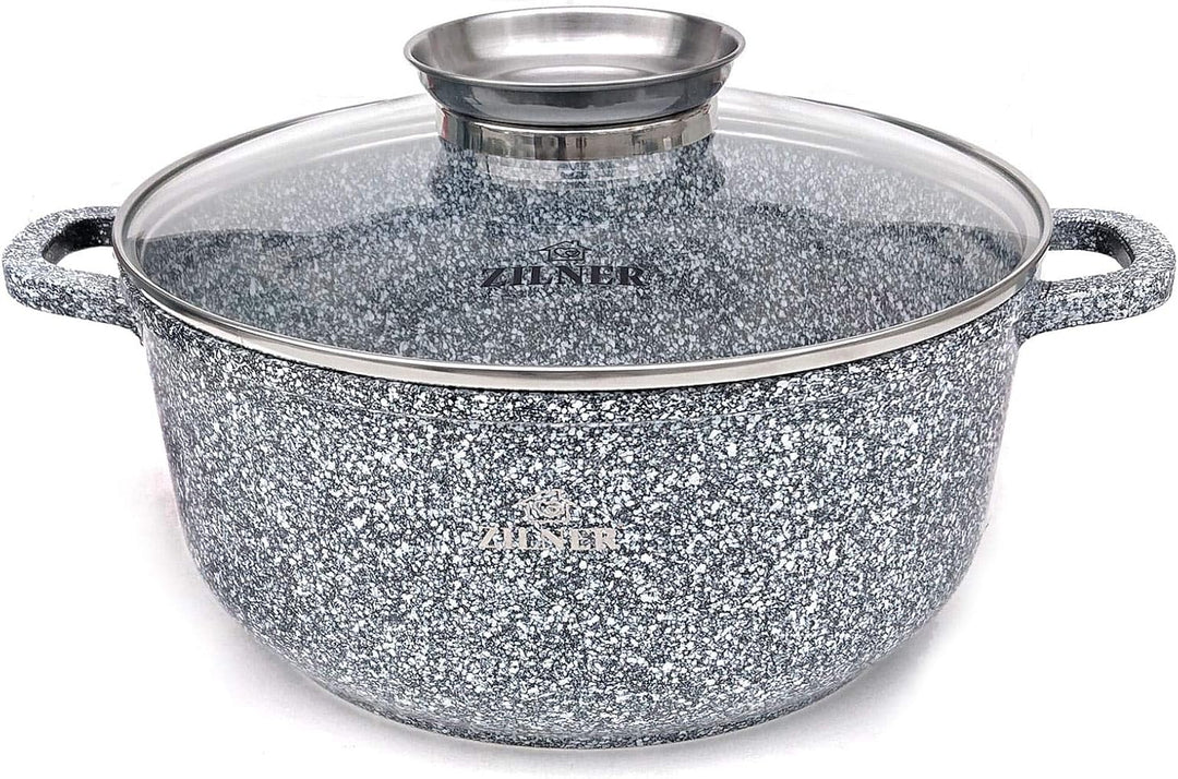 Zilner 12-tlg. Topfset, Topf, Bratpfanne, Kochgeschirr, Untertasse, Keramik-Topfset mit Deckel, für