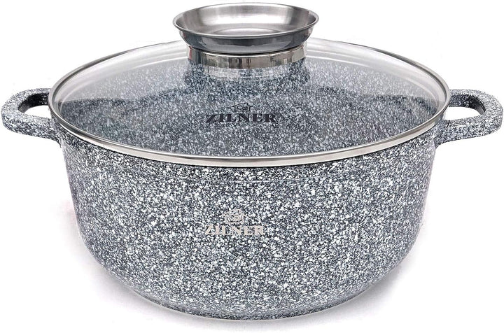 Zilner 12-tlg. Topfset, Topf, Bratpfanne, Kochgeschirr, Untertasse, Keramik-Topfset mit Deckel, für