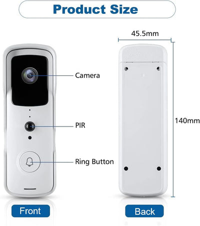 Türklingel mit Kamera Kabellos, 2.4G WiFi 1080P Video-Türklingel mit Gong, mit Akku PIR-Personenerke