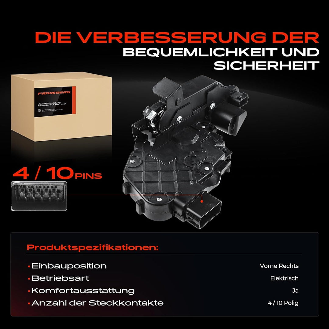 Frankberg Türschloss Stellmotor Vorne Rechts 10+4 Polig Kompatibel mit Discovery IV L319 SUV 2009-20