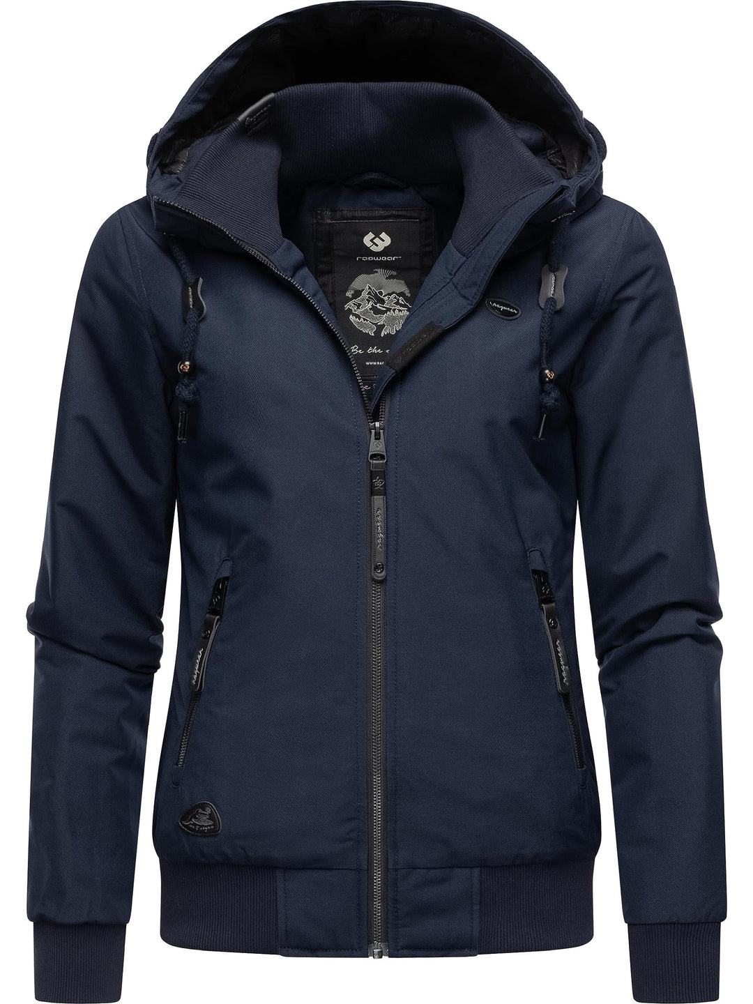 Ragwear Damen warme wasserdichte Winterjacke Outdoorjacke mit Kapuze Nuggie Melange XS-6XL L Navy, L