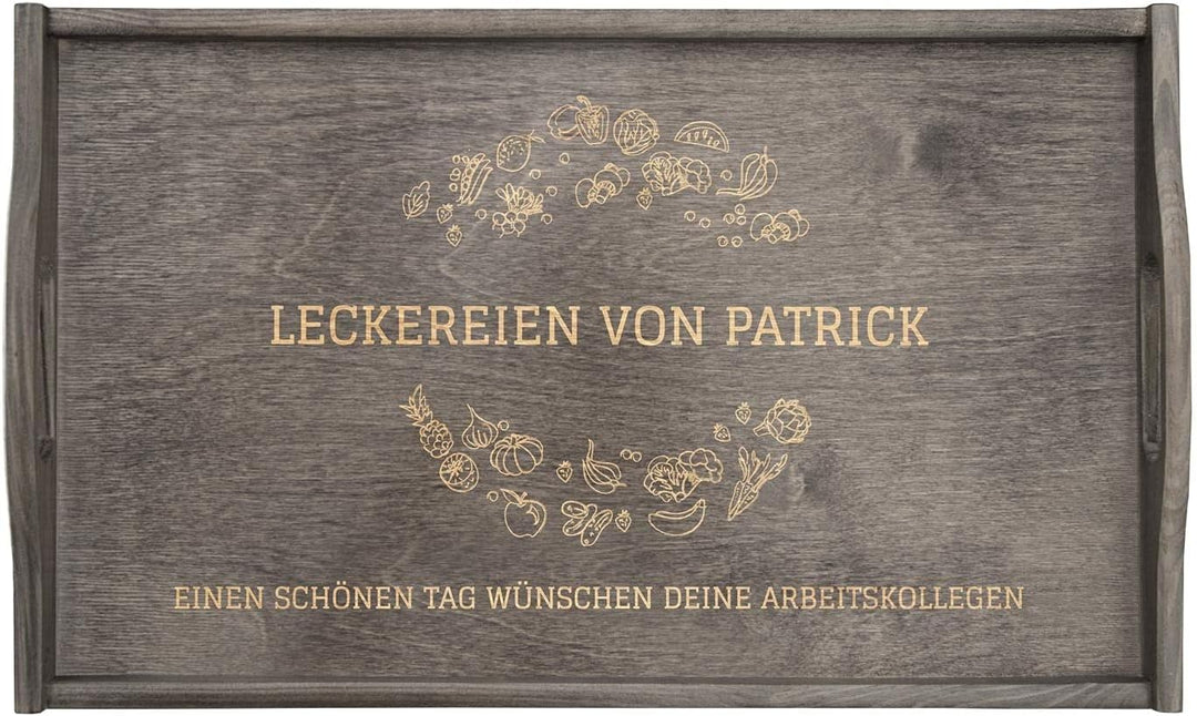 Maverton Betttablett mit Gravur - personalisiert - Sofatisch mit Griffen - klappbar - erhöhter Rand