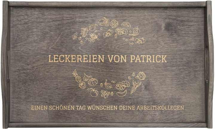 Maverton Betttablett mit Gravur - personalisiert - Sofatisch mit Griffen - klappbar - erhöhter Rand
