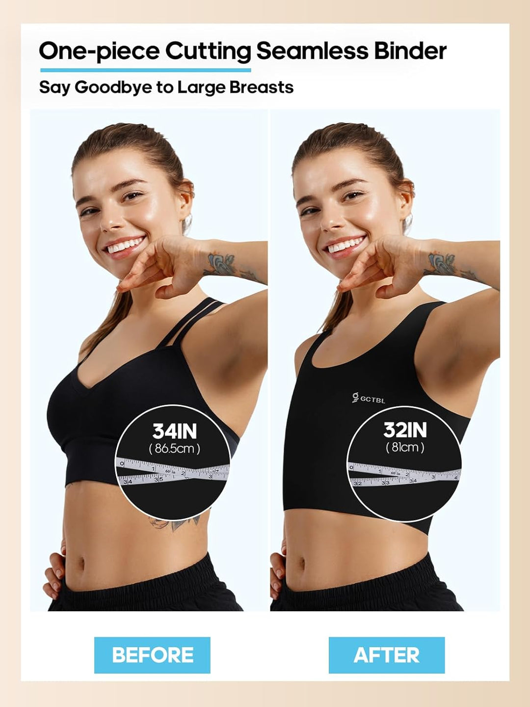 Brust Binder für Transgender FTM Damen Chest Binder (B, 3XL)