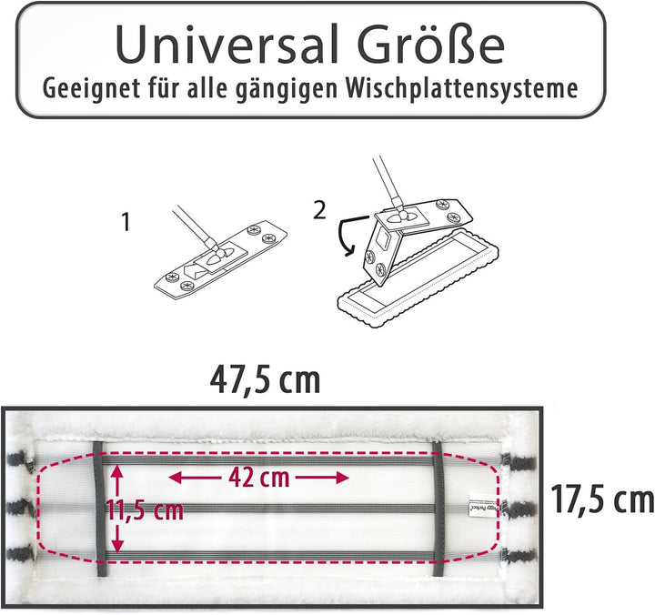 Peggy Perfect 3er Set – waschbarer Wischmopp Microfaser Ersatzbezug mit Einer Grösse von 47,5x17,5cm
