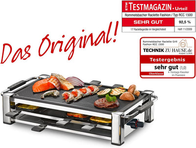 ROMMELSBACHER RCC 1500 Raclette-Grill (extra langes Kabel (2m), Tischgrill für 8 Personen, gerippte