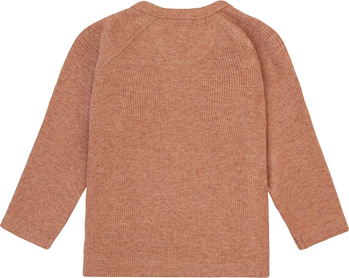 Noppies Unisex Baby U Tee Overlap Ls Rib Nanyuki T-Shirt 44 Cafe Au Lait Melange - N090, 44 Cafe Au