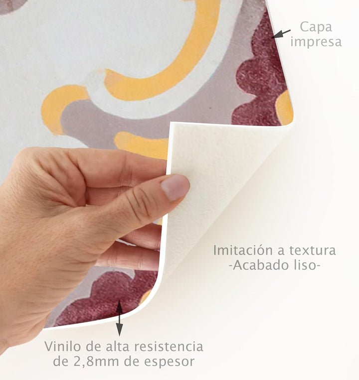 Viniliko Vintage Tiles Vinylteppich, Mehrfarbig, 50 x 100 cm 50x100 Bunt, 50x100 Bunt