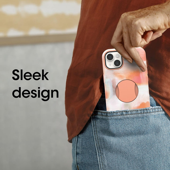 OtterBox Schutzhülle für iPhone 14 Plus (nur) OtterGrip Symmetry Serie – Pfirsiche (orange), integri