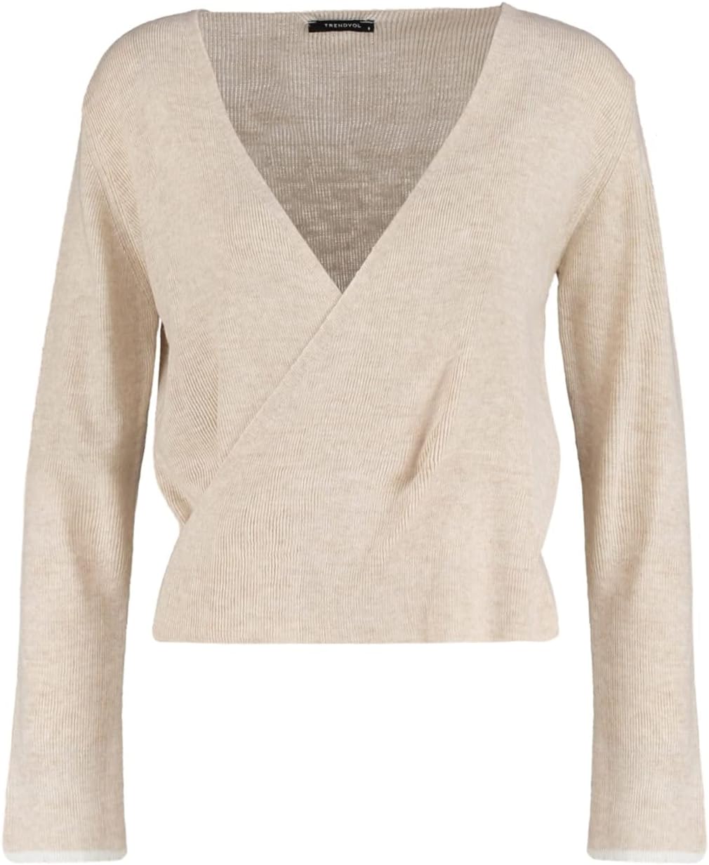Trendyol Damen Twoaw23kz01683/Taş Sweatshirt, Stone, S
