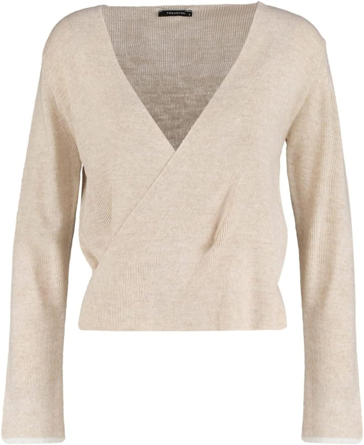 Trendyol Damen Twoaw23kz01683/Taş Sweatshirt, Stone, S