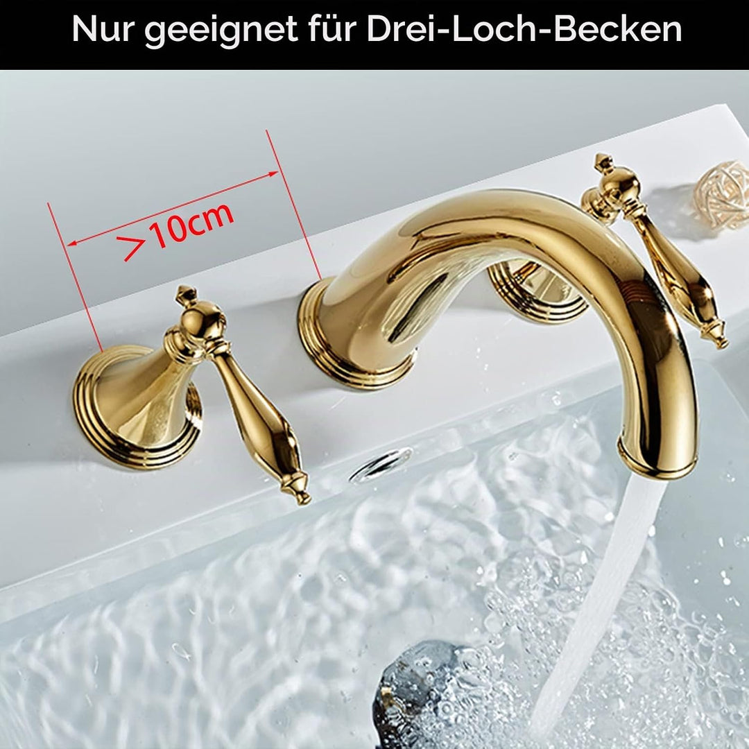 3 Loch Armaturen Waschbecken, Waschtischarmatur Dreiloch, mit 2-kreuzgriff, 3-Loch-Waschtischarmatur