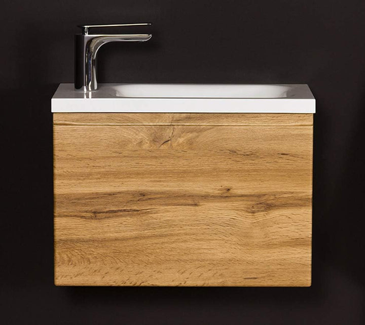 Quentis Badmöbel | Gäste-WC Möbel FAROS, Breite 50 cm, Waschplatzset 2-teilig, Waschbecken und Unter