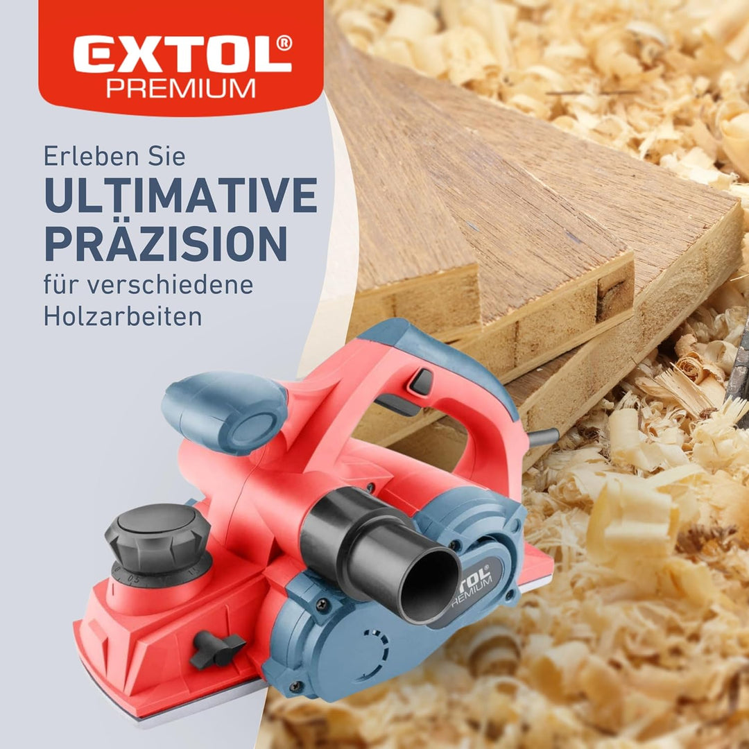 Extol Premium 8893405 Elektrohobel, Breite: 110mm, 1000W, bis 3mm Spantiefe, Parallelanschlag, 2 Ril