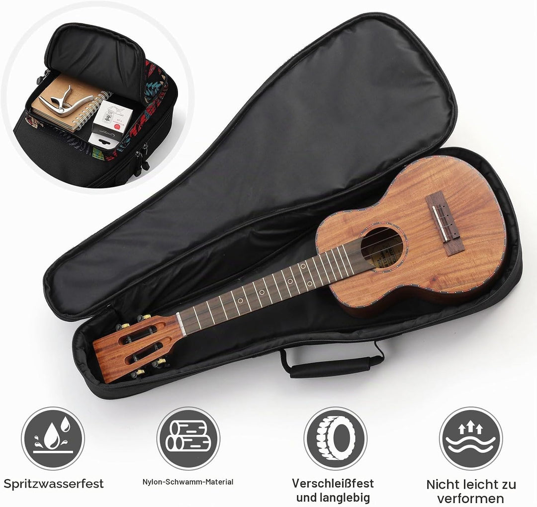 SHANNA Bunte Ukulele Tasche 23/24 Zoll Gigitasche Gigbag, Ukulelenhülle mit Verstellbarem Schultergu