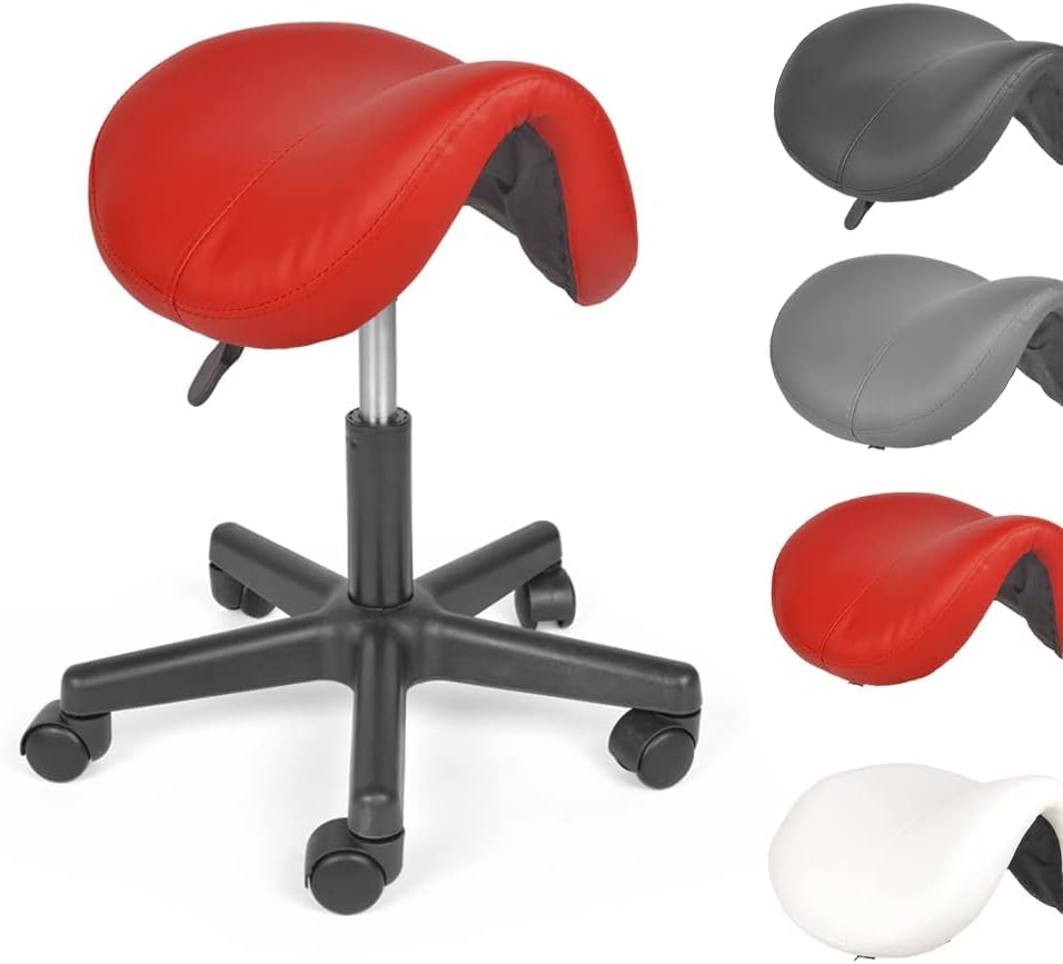 Mingone Sattelhocker Ergonomischer Arbeitshocker Höhenverstellbarer Bürohocker mit Rollen Sattelstuh