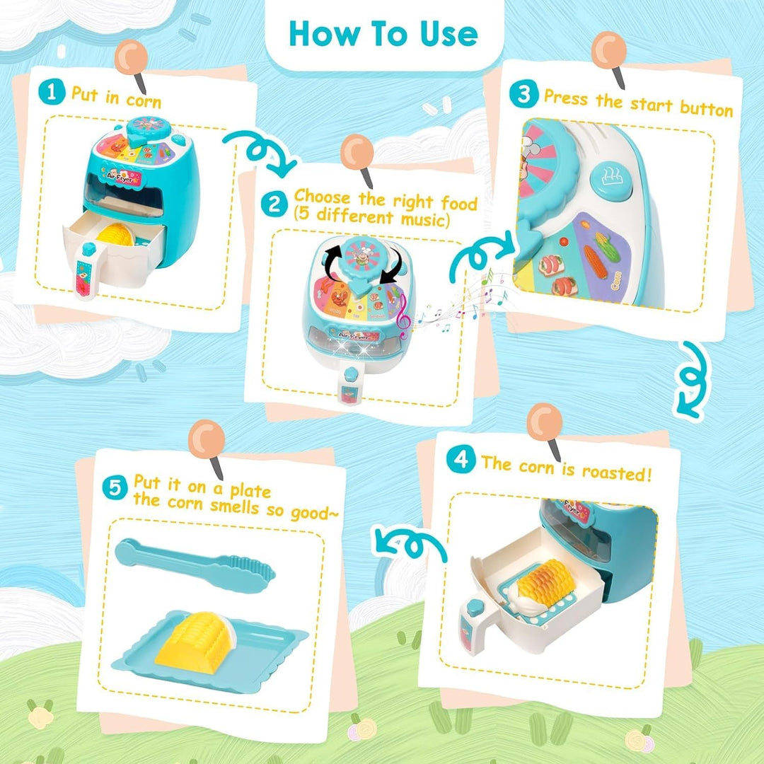 Heissluftfritteuse Spielzeug, Kinder Luftfritteusen Set, Pretend Play Air Fryer Spielzeug, Realistis