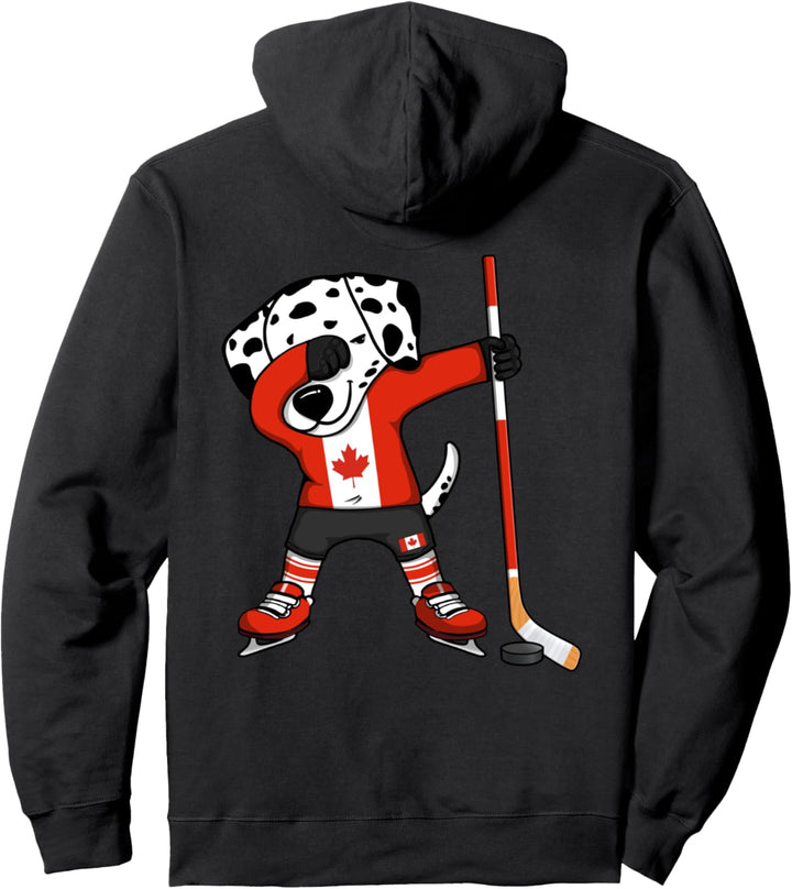 Dabbing Eishockey-Fans Dalmatiner Hund Kanada Wintersport Pullover Hoodie