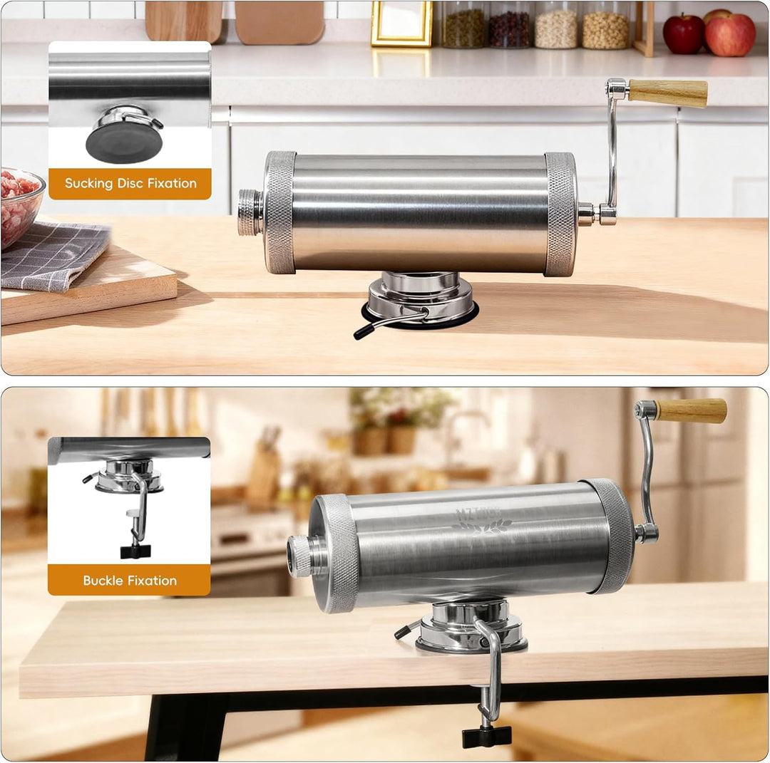 5L Wurstfüller, Edelstahl Horizontale Wurstmaschine, Manuelle Wurstmaschine, Wurstpresse mit Tischkl