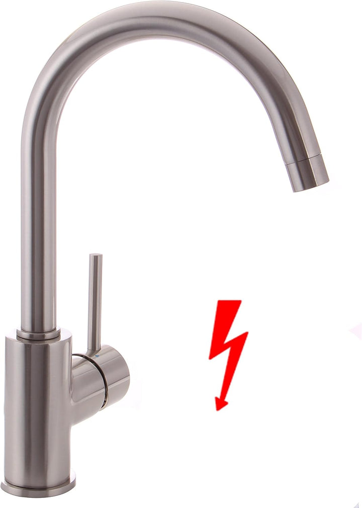 Grünblatt Niederdruck Küchenarmaturen Einhebelmischer Wasserhahn (3-Nickel-genürstet), 3-nickel-genü