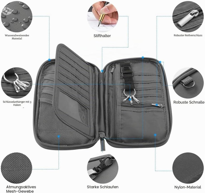 RFID Family Travel Passport Holder - Large Waterproof Travel Passport Wallet Holder for Men Women, L