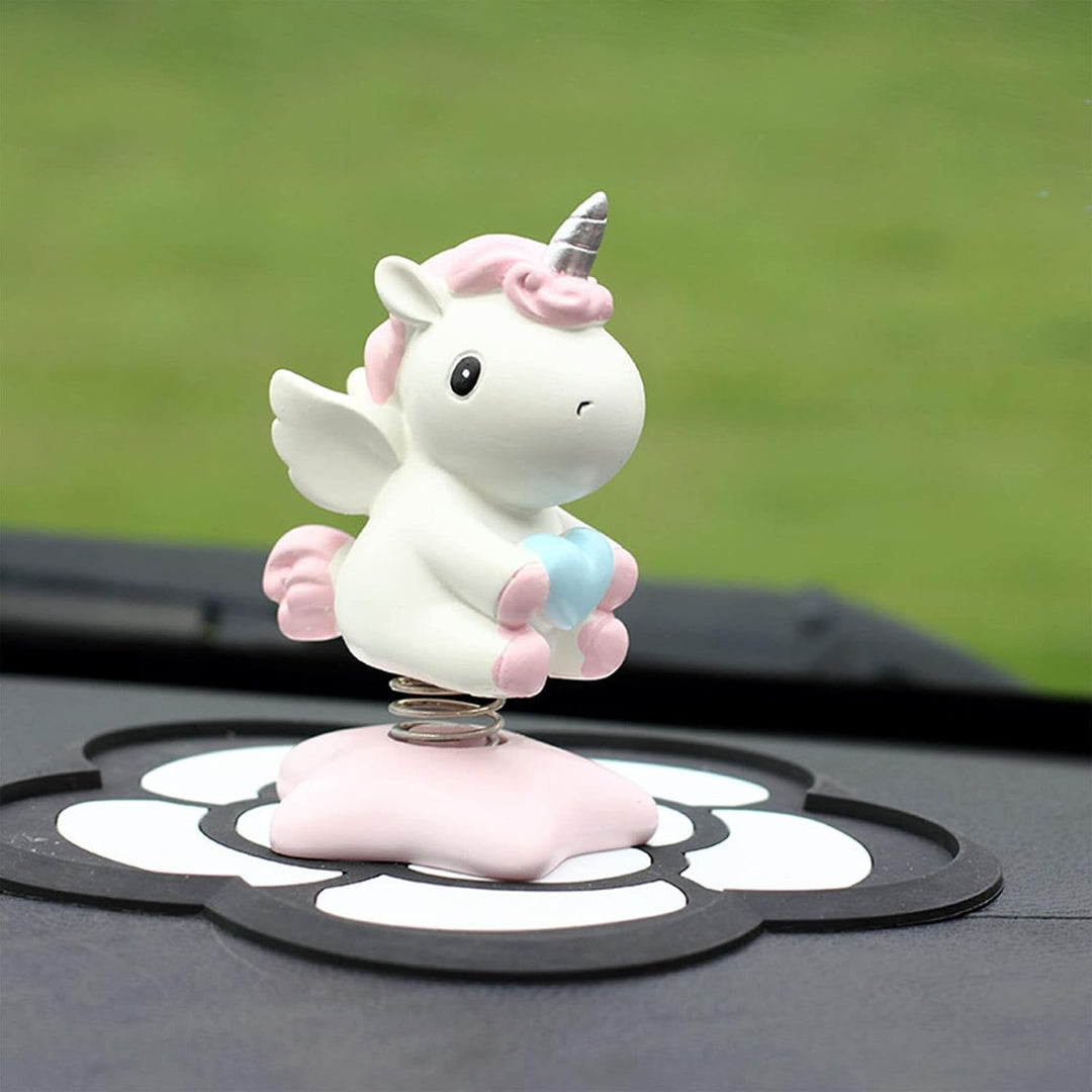 Wackelfigur Einhorn Figuren, 2 Stücke Einhorn-Wackelfigur mit Wackelkopf Einhorn Auto Ornament Autoz