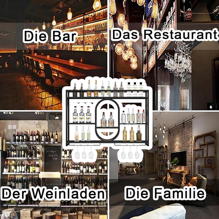 Premium Wandweinregal Metall | Modulare Weinflaschenhalterung | Modernes Weinlager Für Homebar, Küch