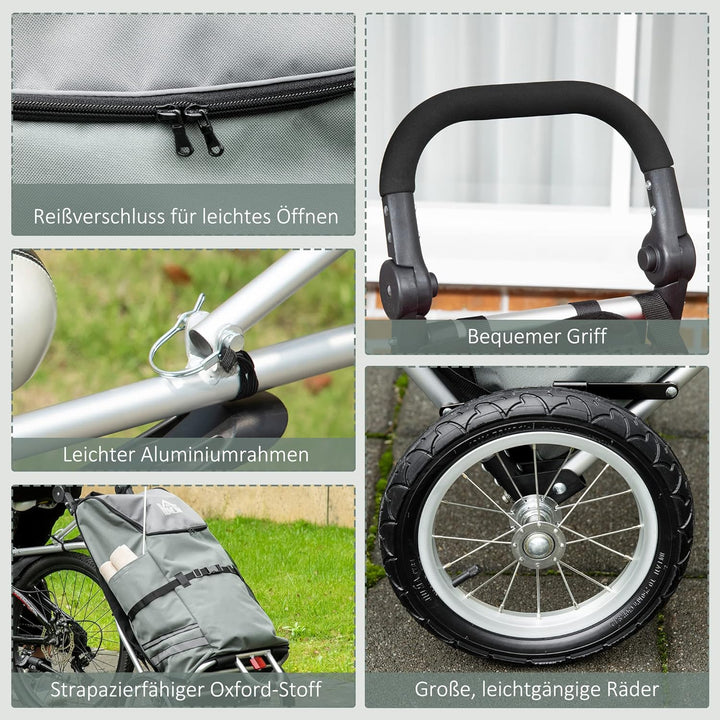 HOMCOM 2 in 1 Lastenanhänger Einkaufstrolley für Einkaufswagen Fahrradanhänger Transportanhänger mit