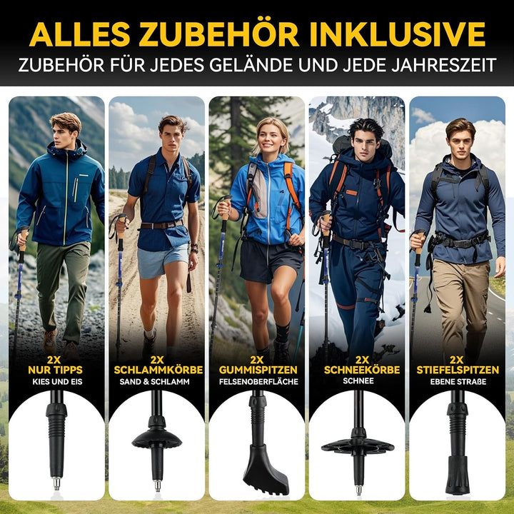 UnderwoodAggregator Carbon Trekkingstöcke – 2 Stück, teleskopierbar, verstellbar, mit Korkgriffen un