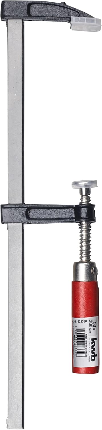 kwb Schraub-Zwinge mit Holzgriff 120x300, Spann-Weite 300 mm, Spanntiefe 120 mm, Spannbacken aus Zin