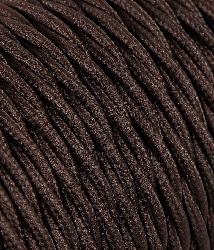 Textilkabel für Lampe, Stoffkabel 3-adrig (3x2,50mm²) - Braun. Made in Italy (5 Meter)