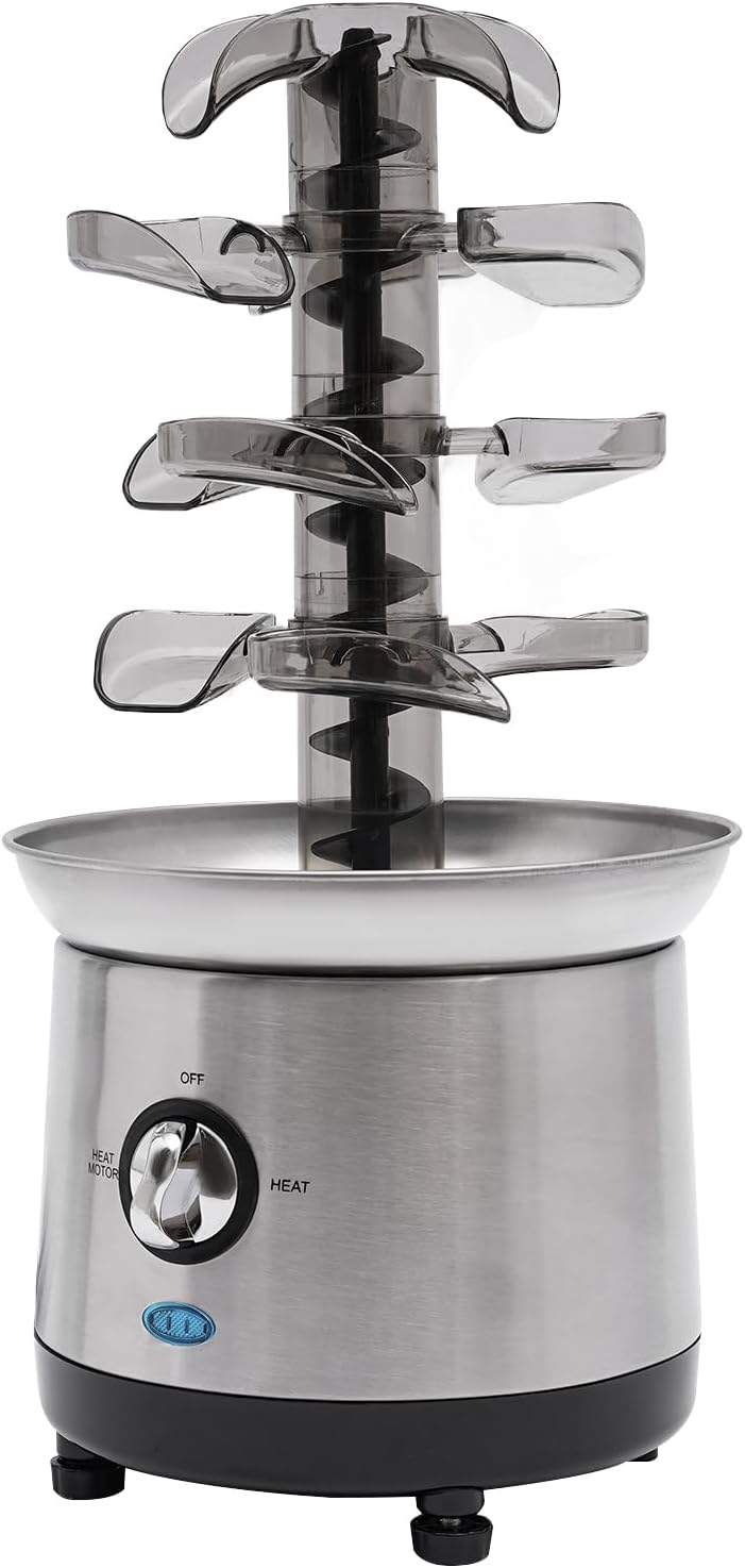 Schokoladenbrunnen 1.2L, 4 Stufig Edelstahl-Brunnen-Set, Profi Blatt-Turm Schokobrunnen, Schokofondu