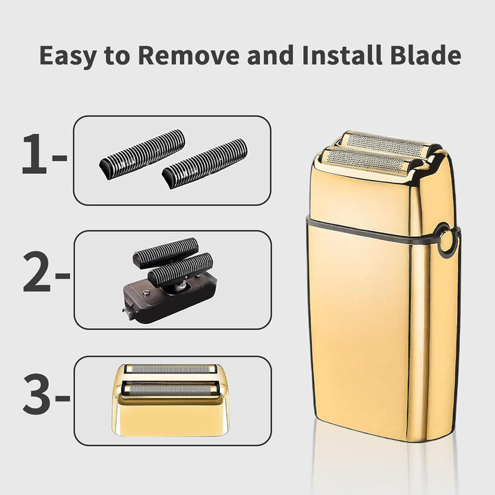 Ersatz-Rasierklinge kompatibel mit BaByl**sPRO Double FXFS2 - Metallfolie (Gold, 3er Pack), Gold, 3e