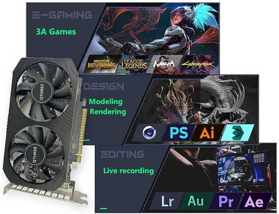 QTHREE GTX 1050 Ti 4GB Grafikkarte, 128-bit GDDR5, DisplayPort HDMI DVI, Computer GPU, Video Card fo