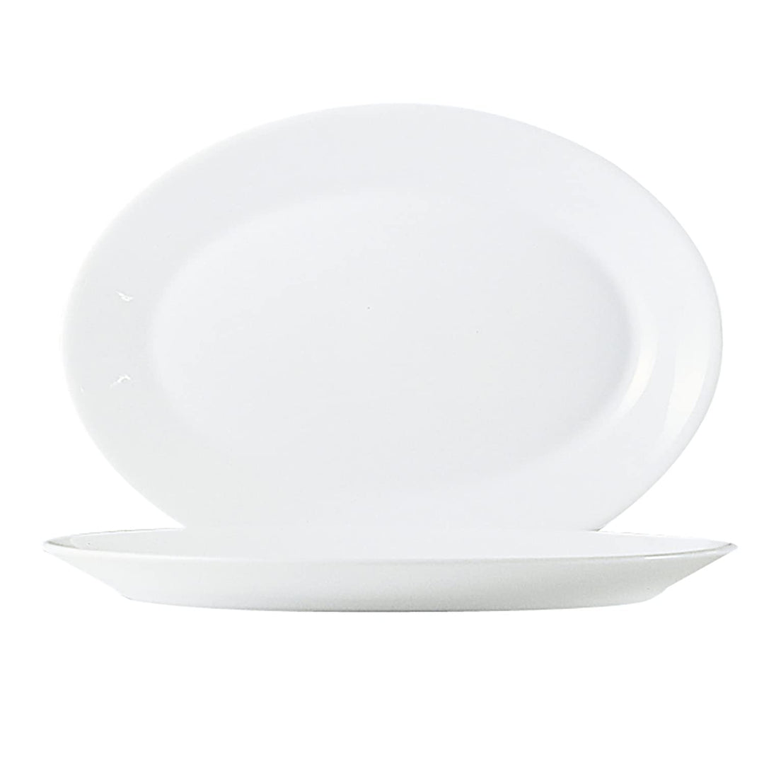Arcoroc Hotelerie Blanc Uni Teller, Flach, Oval, 6, Plate oval 29x21,5cm