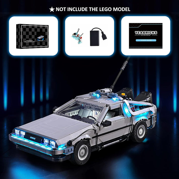 YEABRICKS LED Licht für Lego-10300 Creator Expert Back to The Future Time Machine Bausteine Modell (