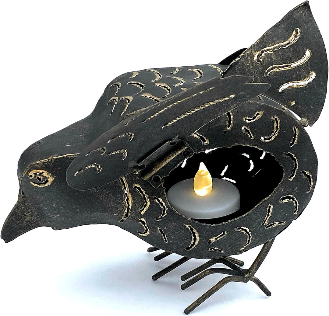 DanDiBo Teelichthalter Metall Figur Klein Windlicht Huhn für 1 Teelicht Vogel 19 cm Kerzenständer 93