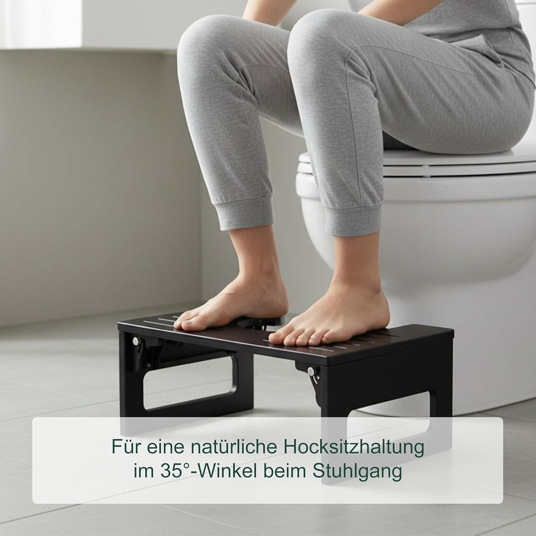Relaxdays Toilettenhocker, klappbar, Hocker Toilettengang, Erwachsene, Bambus, rutschfest, HxBxT: 18
