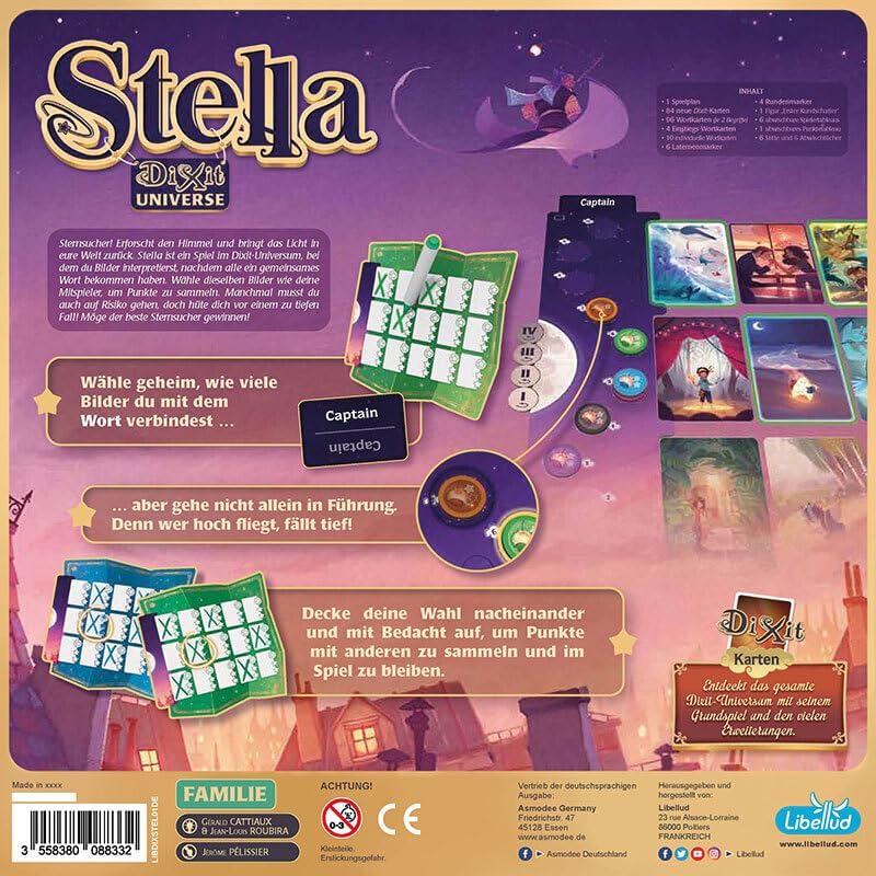 Libellud, Stella – Dixit Universe, Familienspiel, Kartenspiel, 3-6 Spieler, Ab 8+ Jahren, 30+ Minute