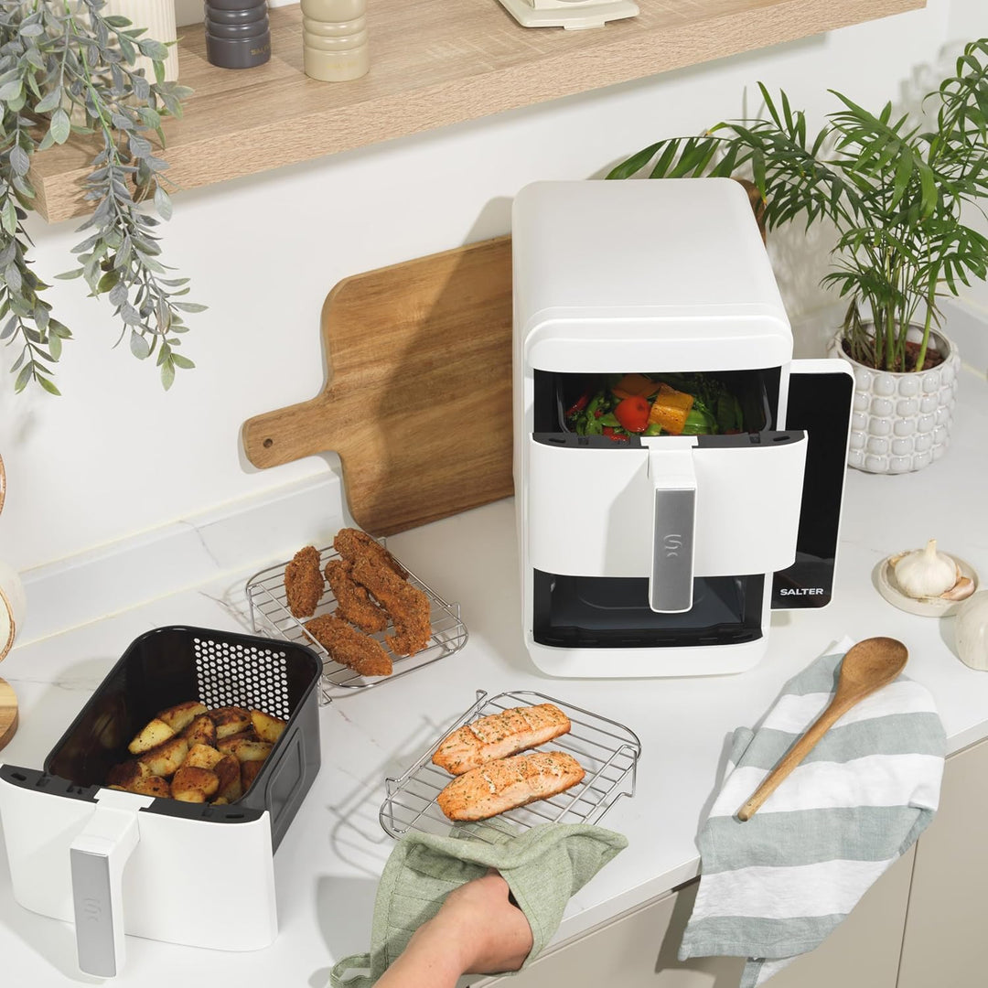 Salter VertiCook Ultra Stapelbarer Heissluftfritteuse - Vertikales Kochen, 9L, 2 x 4,5L Körbe & Rost