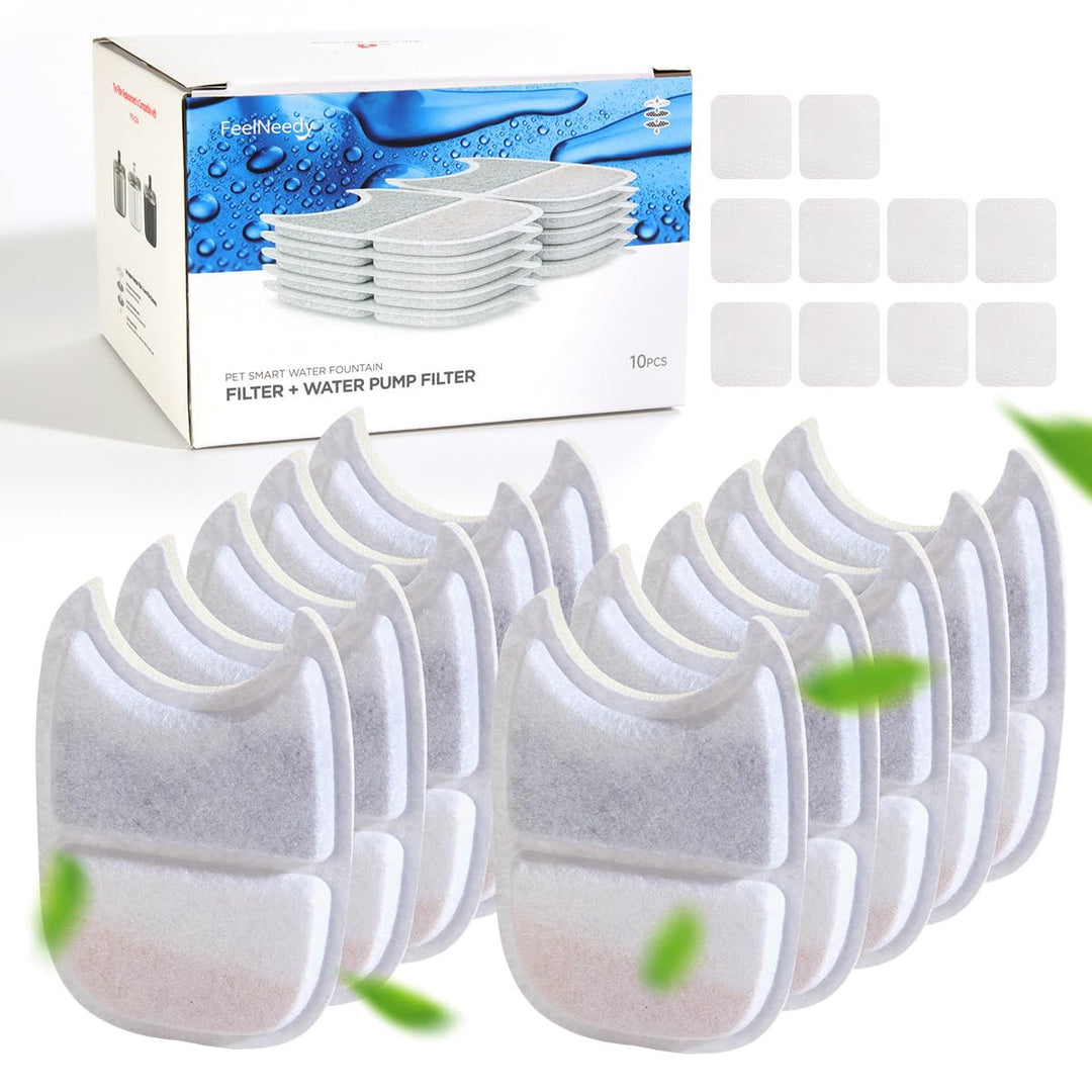 10 Packung Ersatz Filter und Vorgefilterter Schwämme für FEELNEEDY 4L Trinkbrunnen für Katzen mit Be