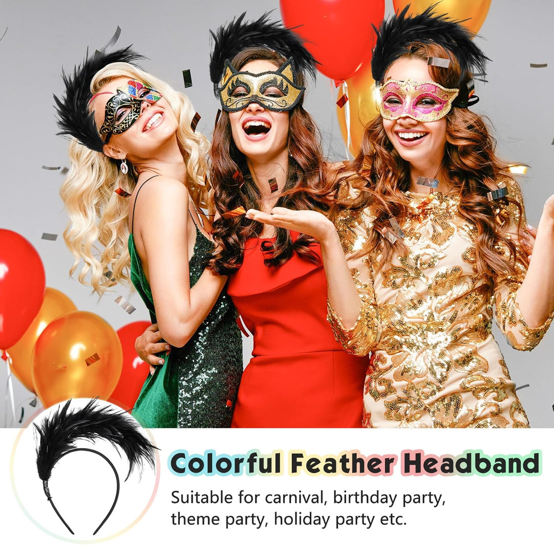 Dilunave Bunt Feder Stirnband Fascinator Regenbogen Haarreif Cosplay Haarbänder Karneval Kopfschmuck