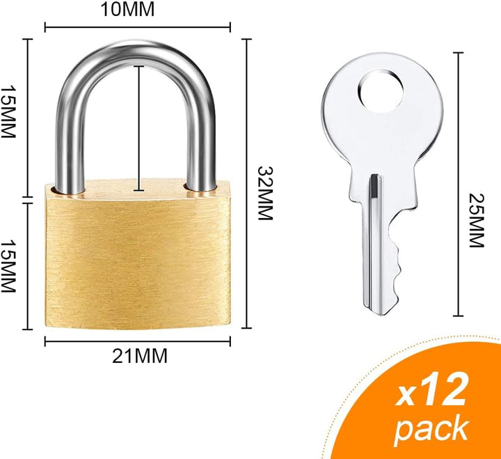 12 PCs Mini -Vorhängeschloss, kleines Vorhängeschloss mit 2 Tasten für Reisetaschen, Fitnessstudio -