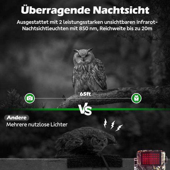 VOOPEAK 4G Wildkamera mit Handyübertragung APP, 1080P 32MP Wildtierkamera mit Nachtsicht Bewegungsme