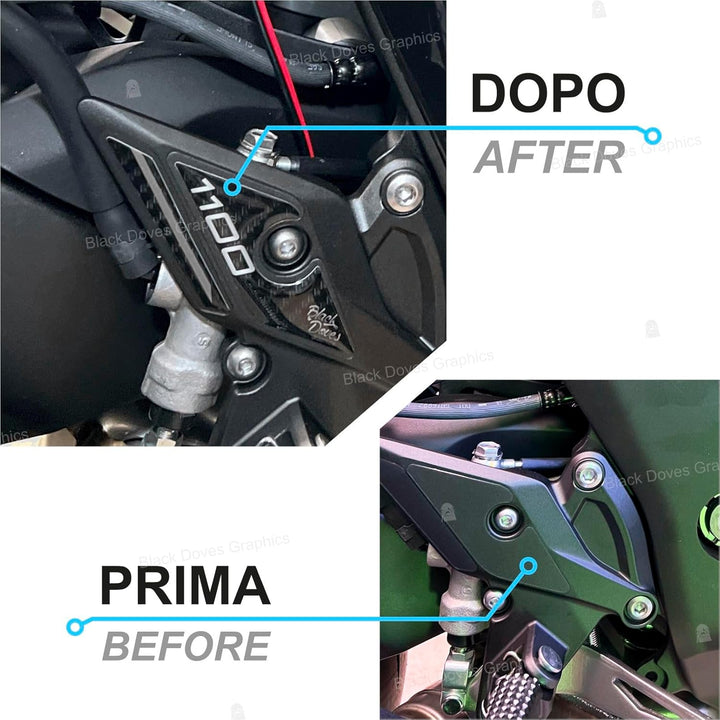 Black Doves Graphics 3D-Aufkleber aus Harz kompatibel mit Kawasaki Z1100 2026 (BK1) | Made in Italy