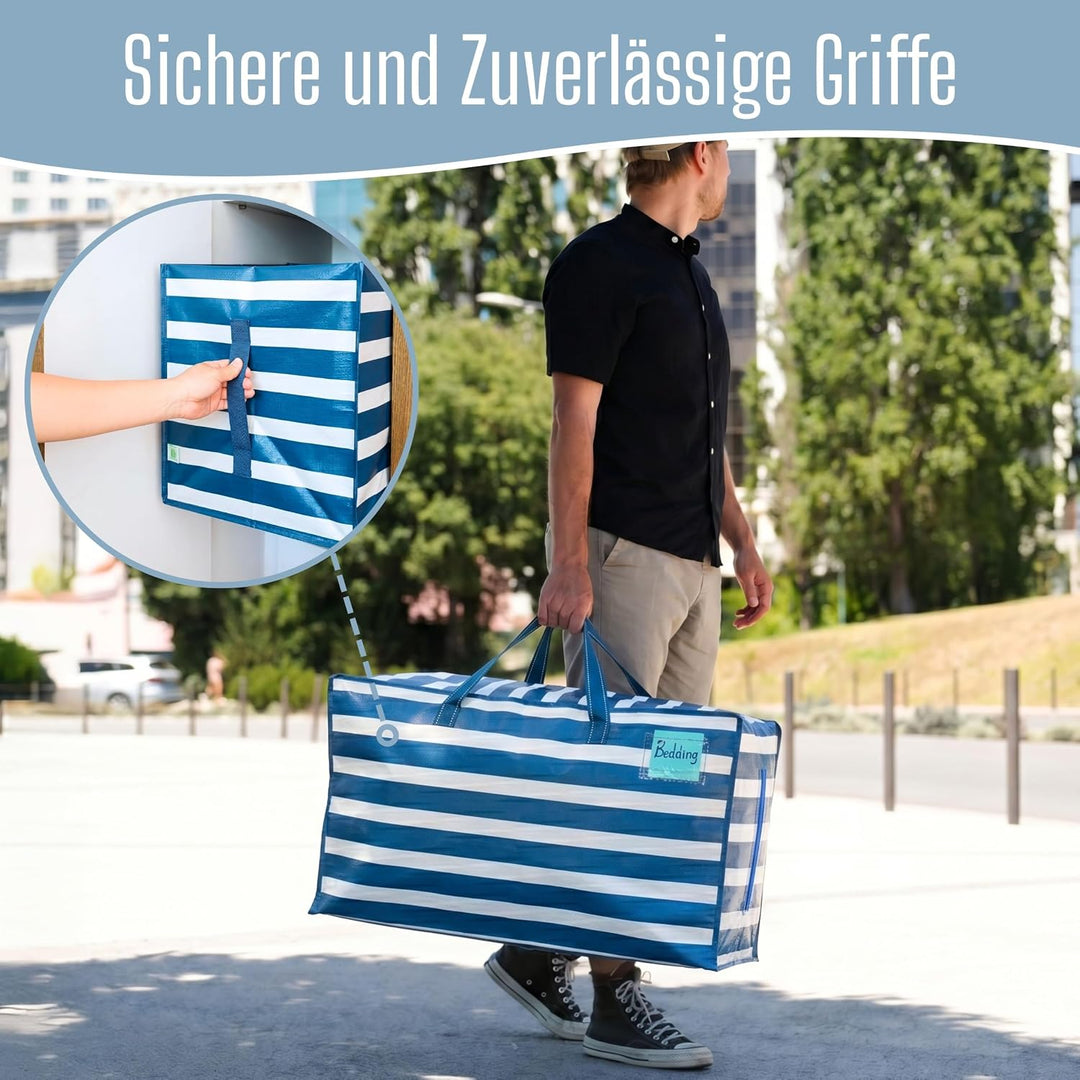 VENO Extra grosse, robuste Umzugstaschen mit breiter Öffnung und verstärkten Griffen, wiederverwendb