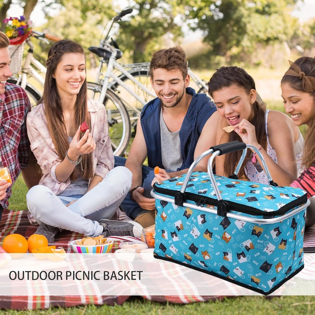 Grosser Picknickkorb, Korb für Picknick | 30L tragbarer Outdoor-Picknickkorb | Oxford-Stoff-Picknick