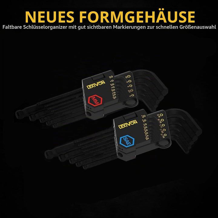 LEXIVON Imbusschlüssel Set, 26-teilig, Premium-Metrisches & SAE Sechskantschlüssel Set, L-förmiges D